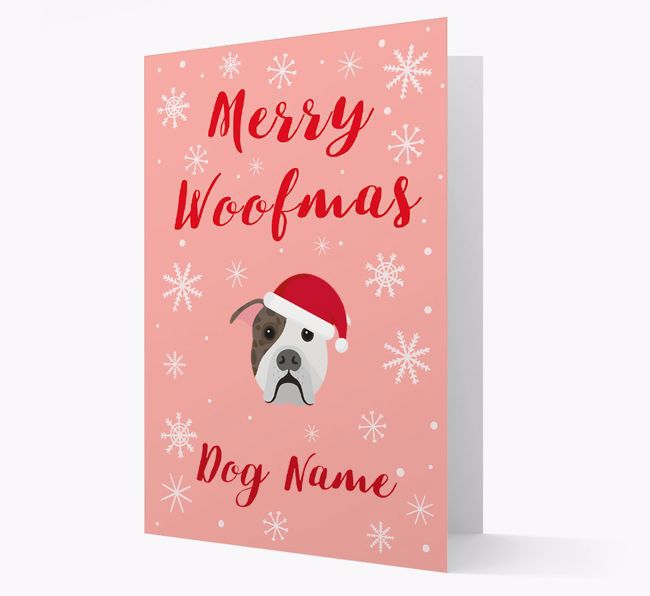 'Merry Woofmas {dogsName}' Card with your {breedFullName} Christmas Icon